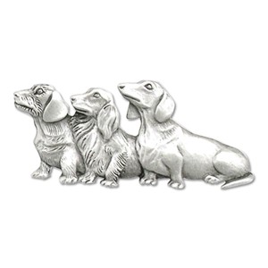 Pewter Three Dogs Brooch Pin